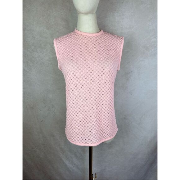Vintage 1970s Pink Knit Top Mod - Picture 1 of 6